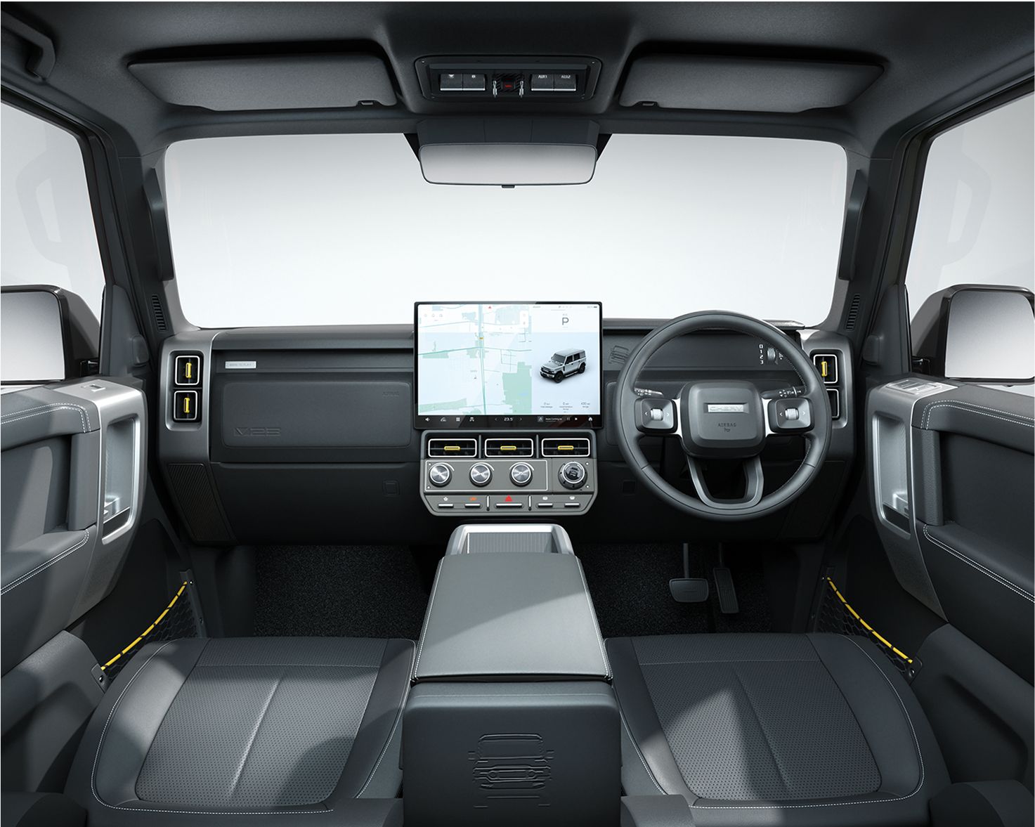 Electric car interior showing the driver display