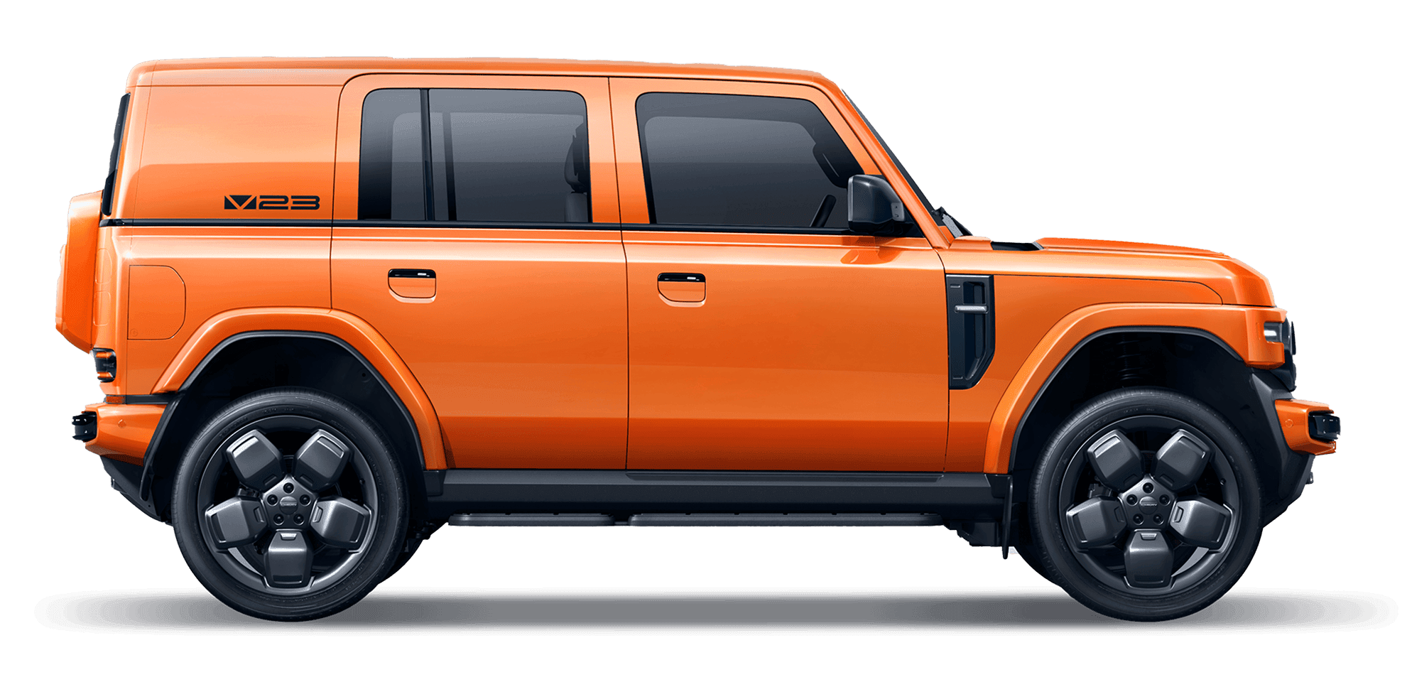 Compact electric city car in profile